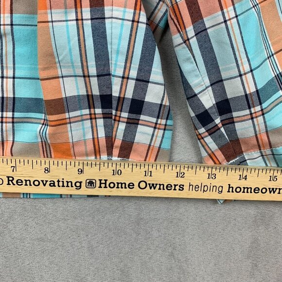 FootJoy Mens Shorts 34 Blue Orange Plaid Chino Golf 10" Inseam Nylon Polyester - Picture 7 of 10